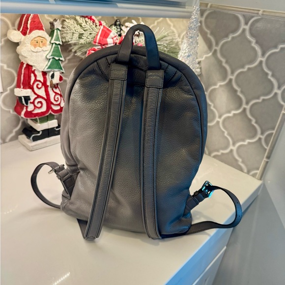 Michael Kors Gray Pebbled Leather Mini Backpack Purse Silver Hardware - Picture 4 of 12